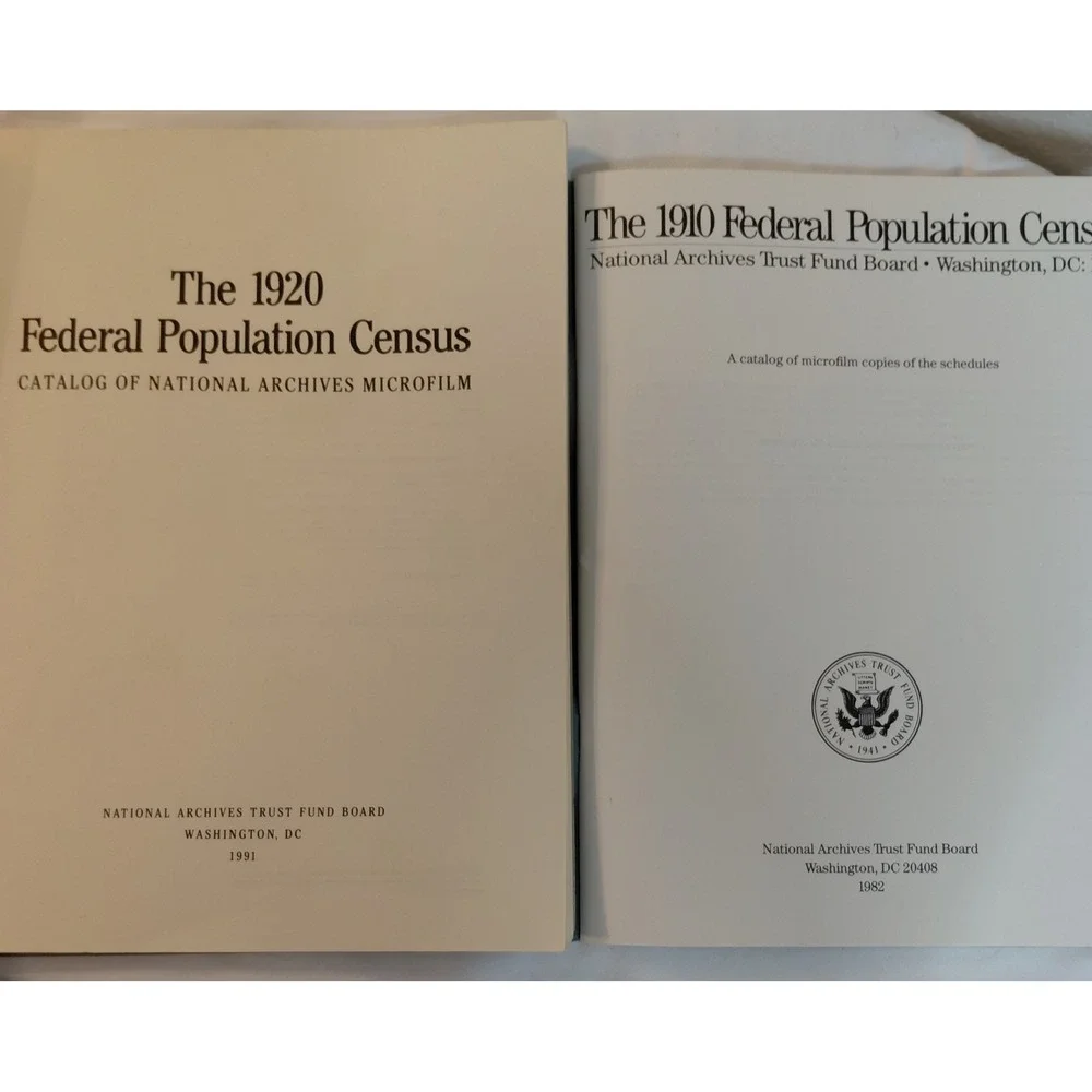 1910 1920 Federal Population Census Catalog National Archives Book Lot Genealogy